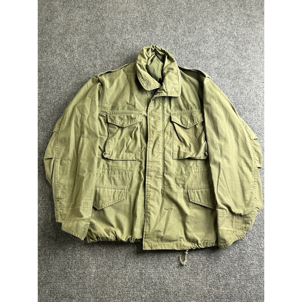 Mens 1977 US Military M-65 Field Jacket OG-107 Olive Green, Size M